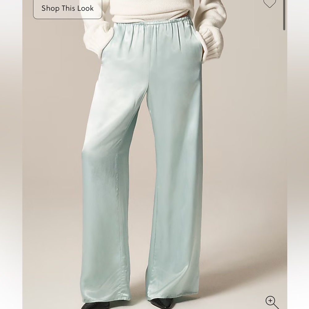 NWT Jcrew Cosmo pant in luster charmeuse faded mint M